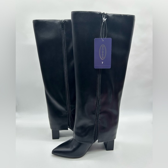 Scoop Black Knee-High Block Heel Boots | Dual Side Zippers | Women’s 7 | NWT - Picture 4 of 10